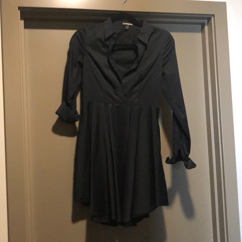 Express quarter button black dress